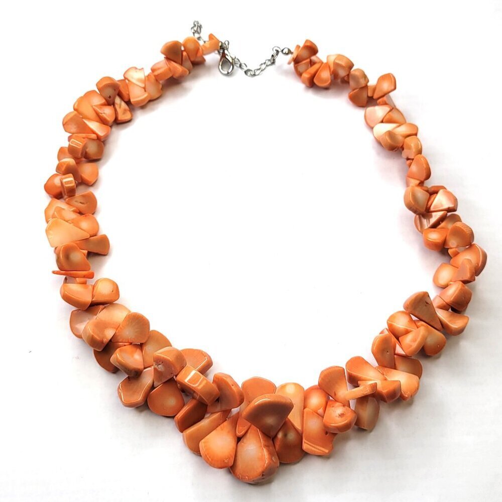 Orange Chunky Necklace , Orange Coral Necklace